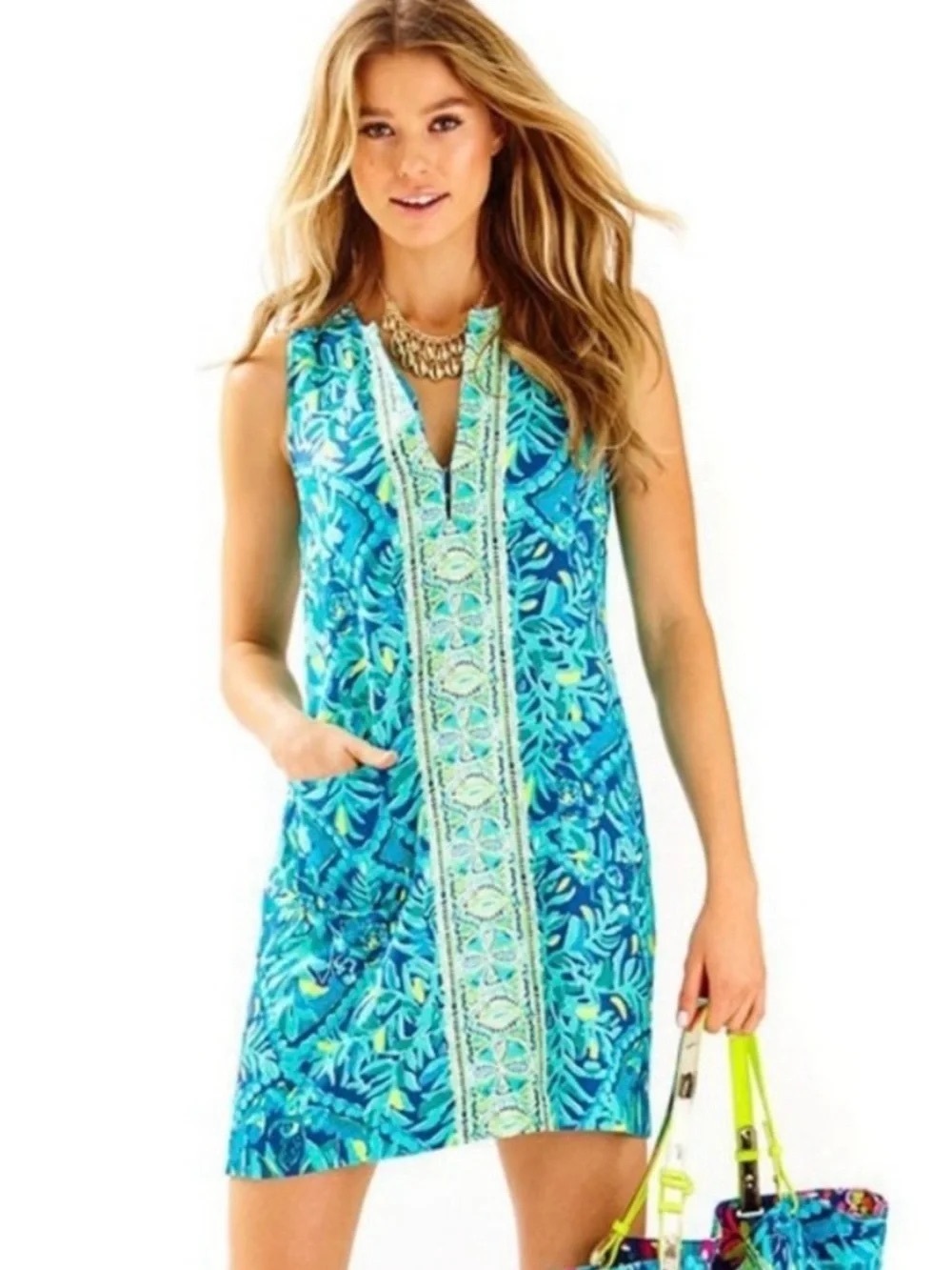 Lilly Pulitzer Kelby Stretch Shift Dress in Indigo Midnight Cove, Size 4